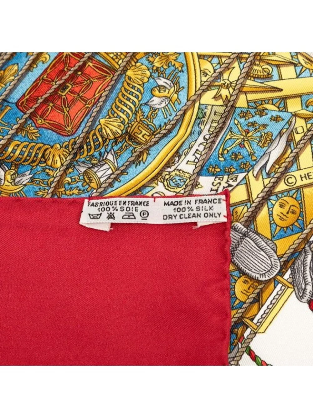 Hermes Carre 90 les Tambours Taiko Scarf Red Multicolor Silk